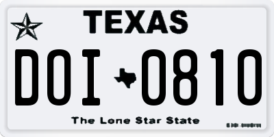 TX license plate DOI0810