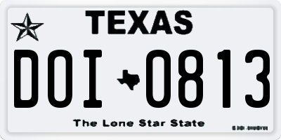TX license plate DOI0813