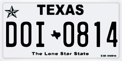 TX license plate DOI0814