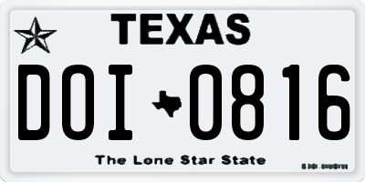 TX license plate DOI0816