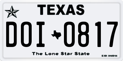 TX license plate DOI0817