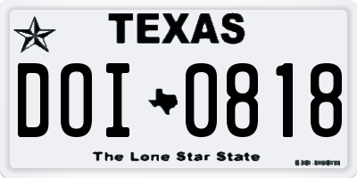 TX license plate DOI0818