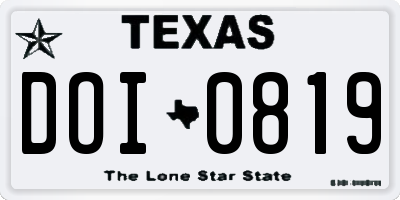 TX license plate DOI0819