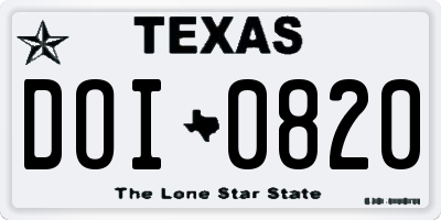 TX license plate DOI0820
