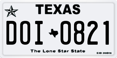 TX license plate DOI0821