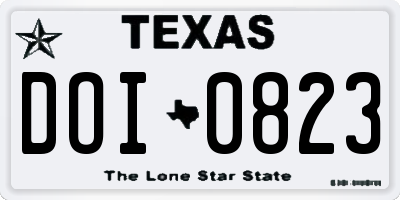 TX license plate DOI0823