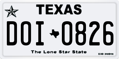 TX license plate DOI0826