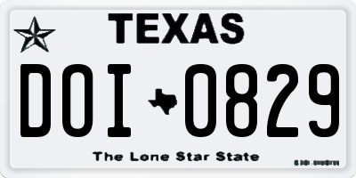 TX license plate DOI0829