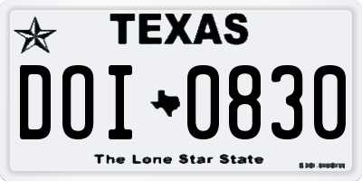 TX license plate DOI0830