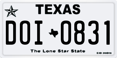 TX license plate DOI0831