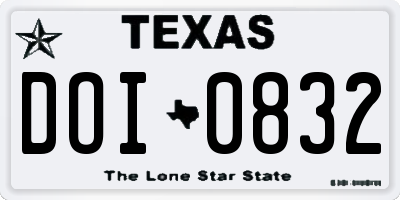 TX license plate DOI0832
