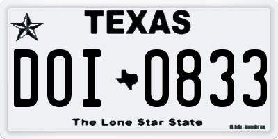 TX license plate DOI0833