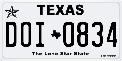 TX license plate DOI0834
