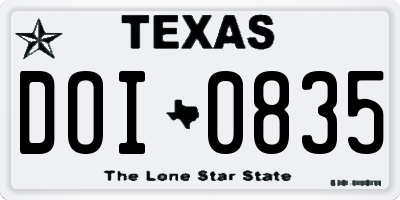 TX license plate DOI0835