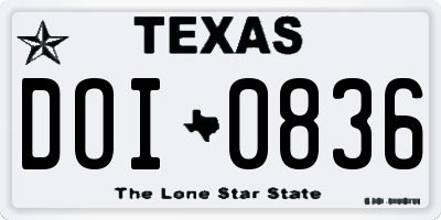 TX license plate DOI0836