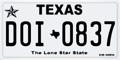 TX license plate DOI0837