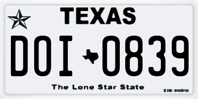 TX license plate DOI0839