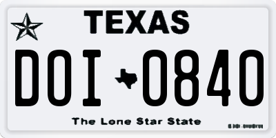 TX license plate DOI0840