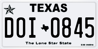 TX license plate DOI0845