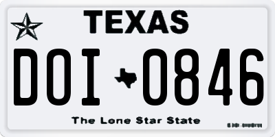 TX license plate DOI0846