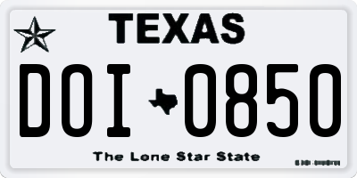 TX license plate DOI0850