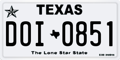 TX license plate DOI0851