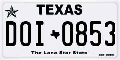 TX license plate DOI0853