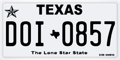 TX license plate DOI0857