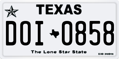 TX license plate DOI0858