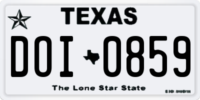 TX license plate DOI0859