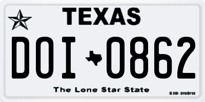TX license plate DOI0862