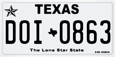 TX license plate DOI0863