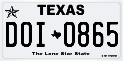 TX license plate DOI0865