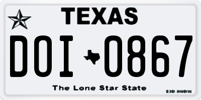 TX license plate DOI0867