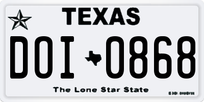 TX license plate DOI0868