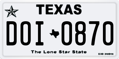 TX license plate DOI0870