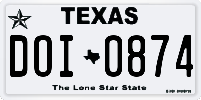 TX license plate DOI0874