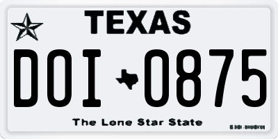 TX license plate DOI0875