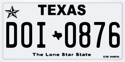 TX license plate DOI0876