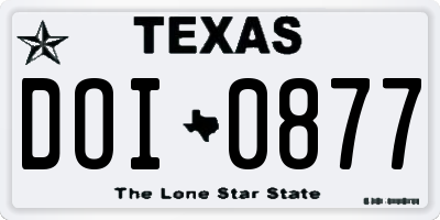 TX license plate DOI0877