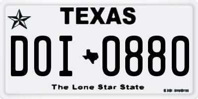 TX license plate DOI0880