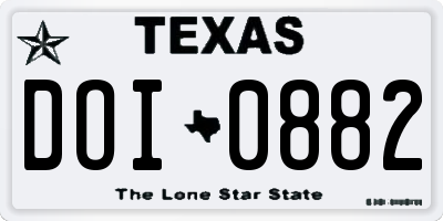 TX license plate DOI0882