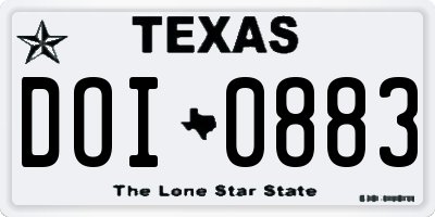 TX license plate DOI0883