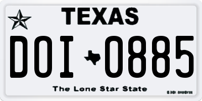 TX license plate DOI0885
