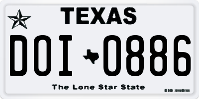 TX license plate DOI0886