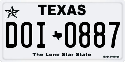 TX license plate DOI0887