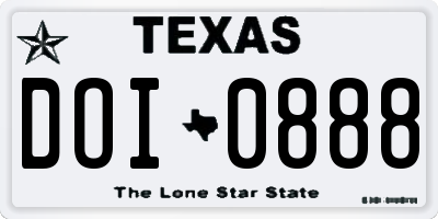 TX license plate DOI0888