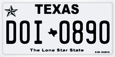 TX license plate DOI0890