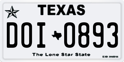 TX license plate DOI0893