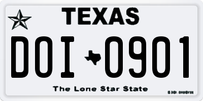 TX license plate DOI0901